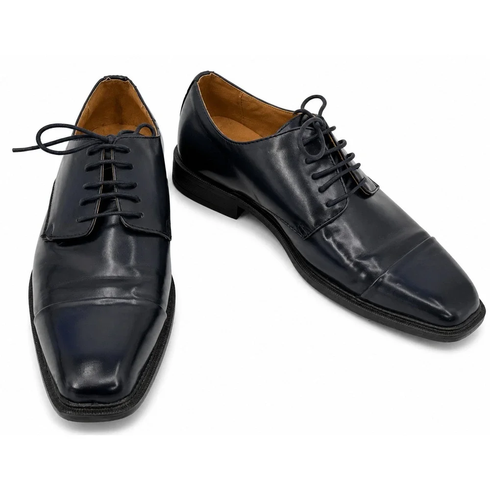 Antonio Mazzetti Troy Mens Lace Up Loafer Size 9M Navy Blue Black Two Tone Upper